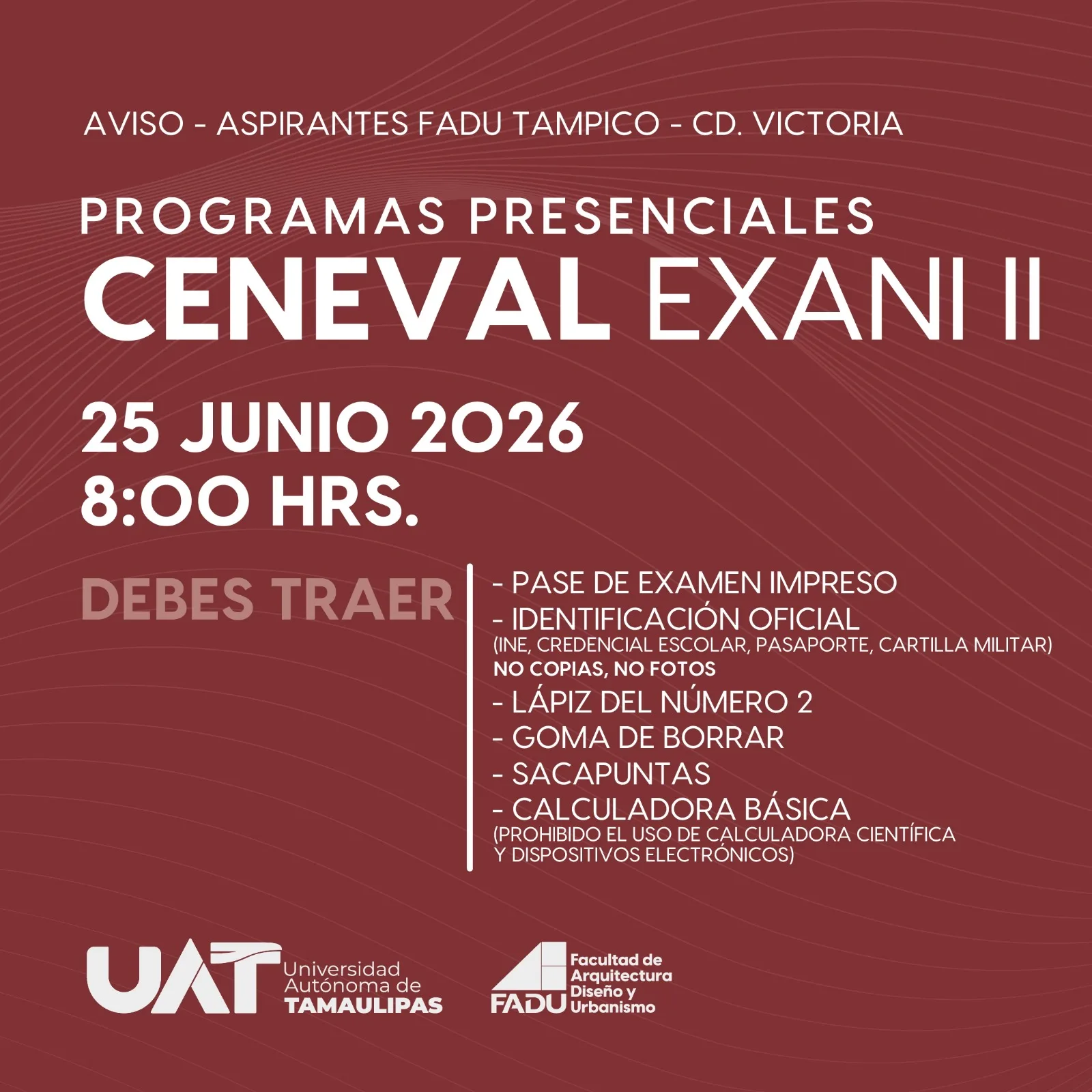Guía de admisión: Requisitos obligatorios para el EXANI II de la FADU