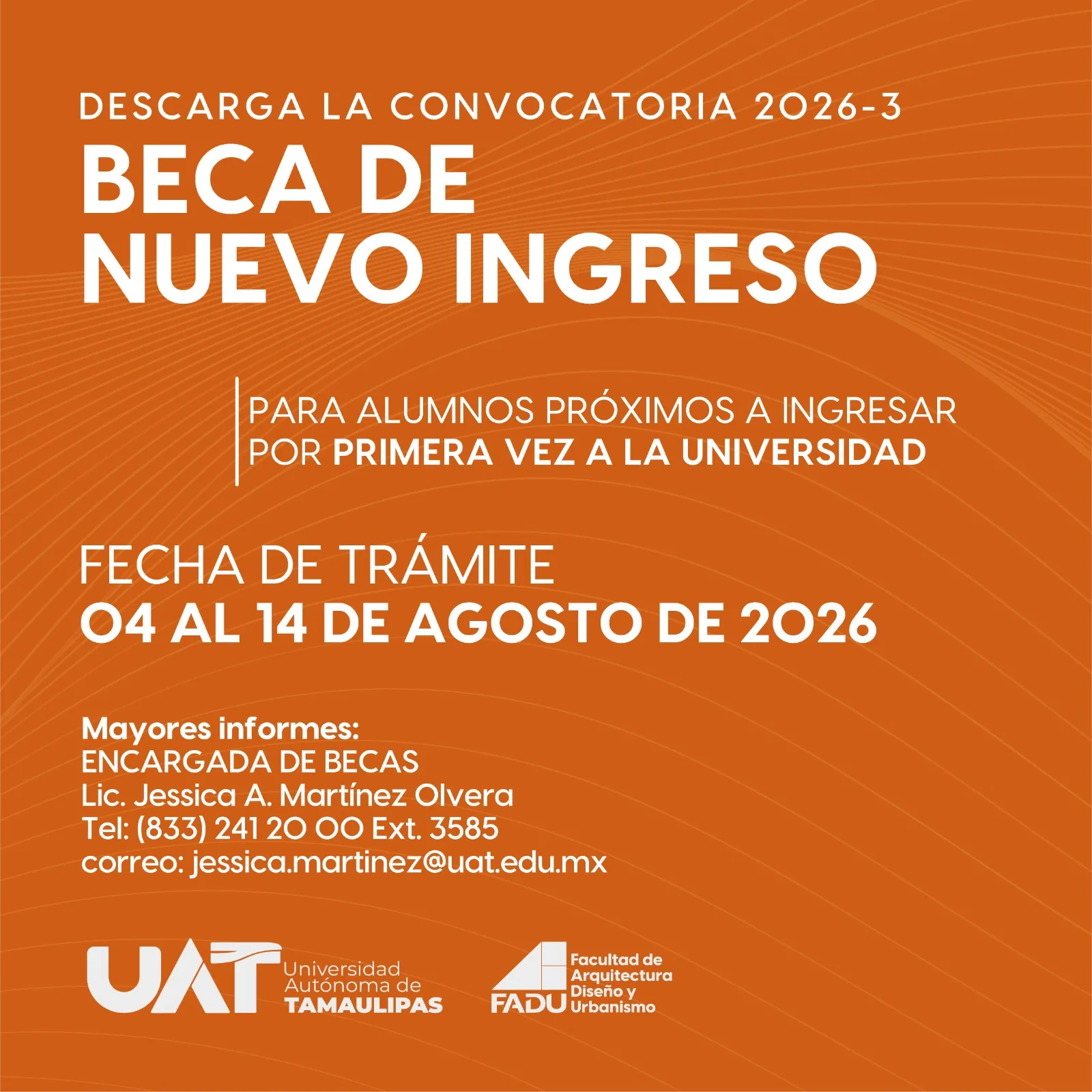 Aviso: Convocatoria Beca de Nuevo Ingreso para el Periodo 2026-3