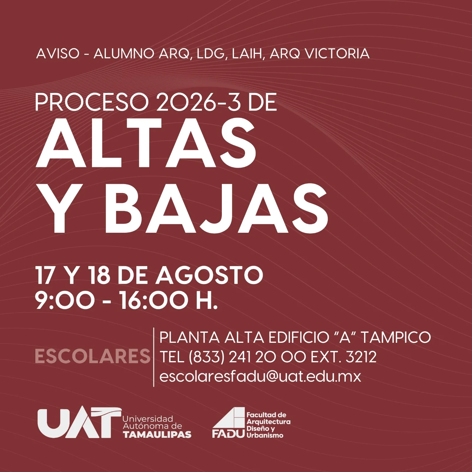Aviso: Proceso de Altas y Bajas para el Periodo 2026-3
