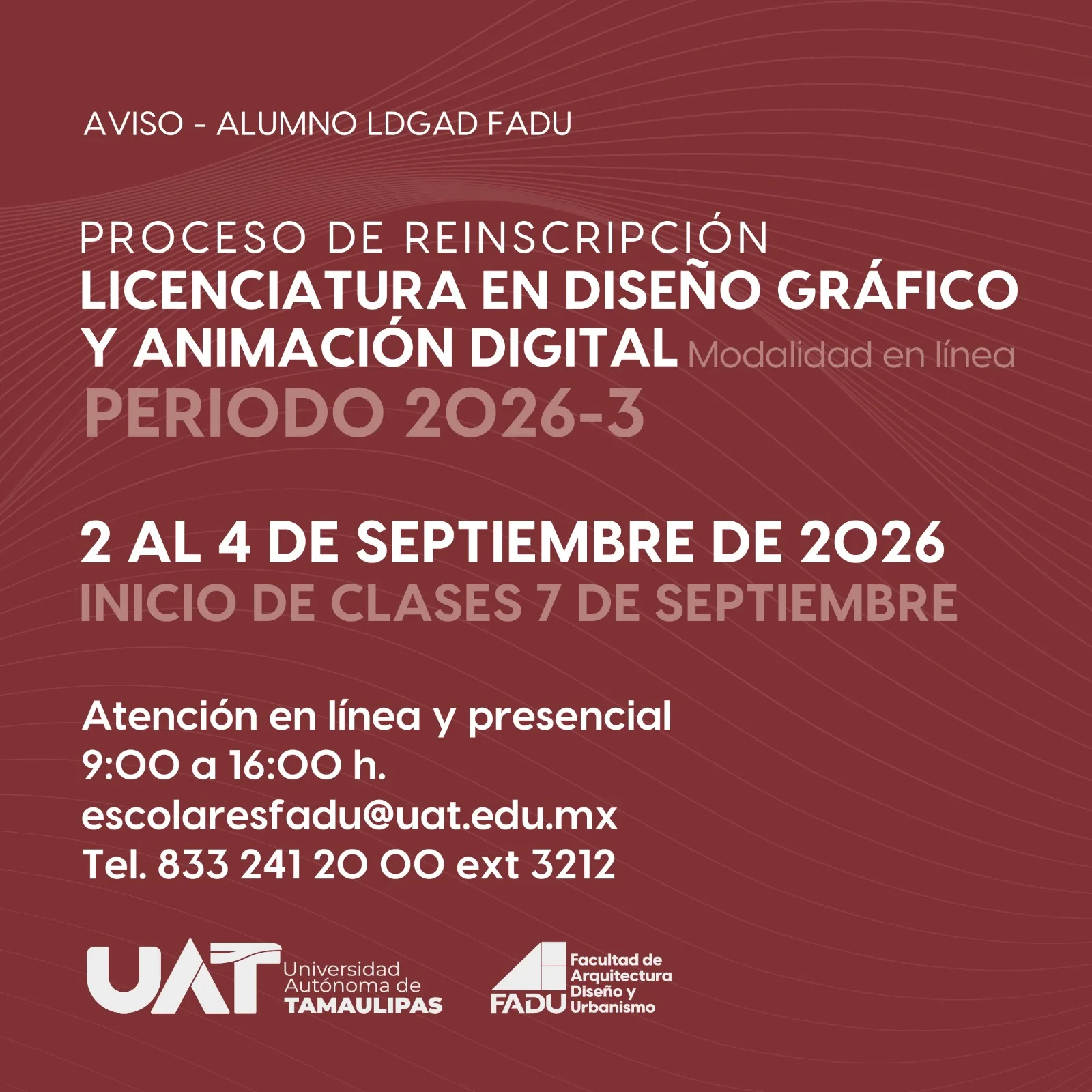 Aviso de Reinscripción: Licenciatura en Diseño Gráfico y Animación Digital (Modalidad en línea) – Periodo 2026-3