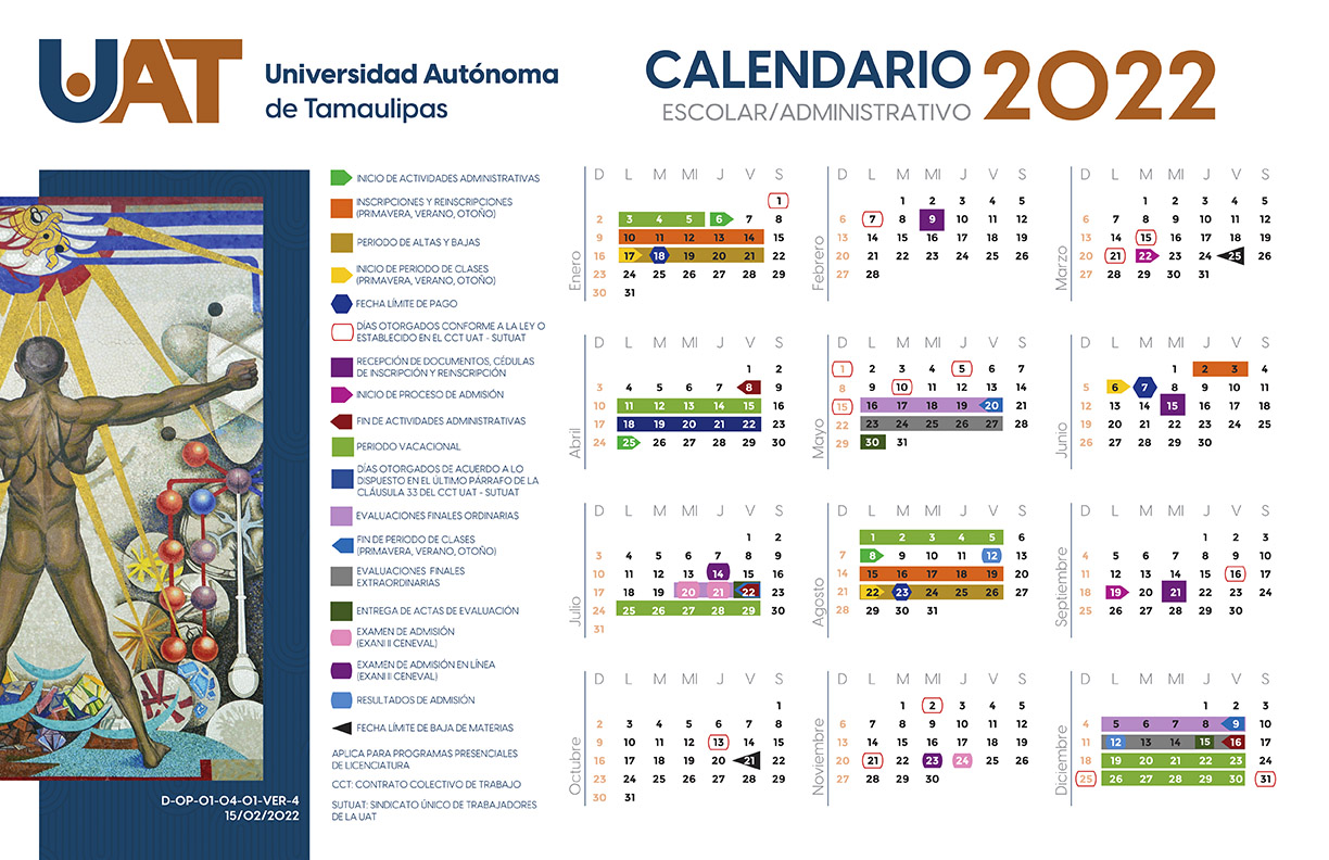 Calendario UAT Universidad Autónoma de Tamaulipas