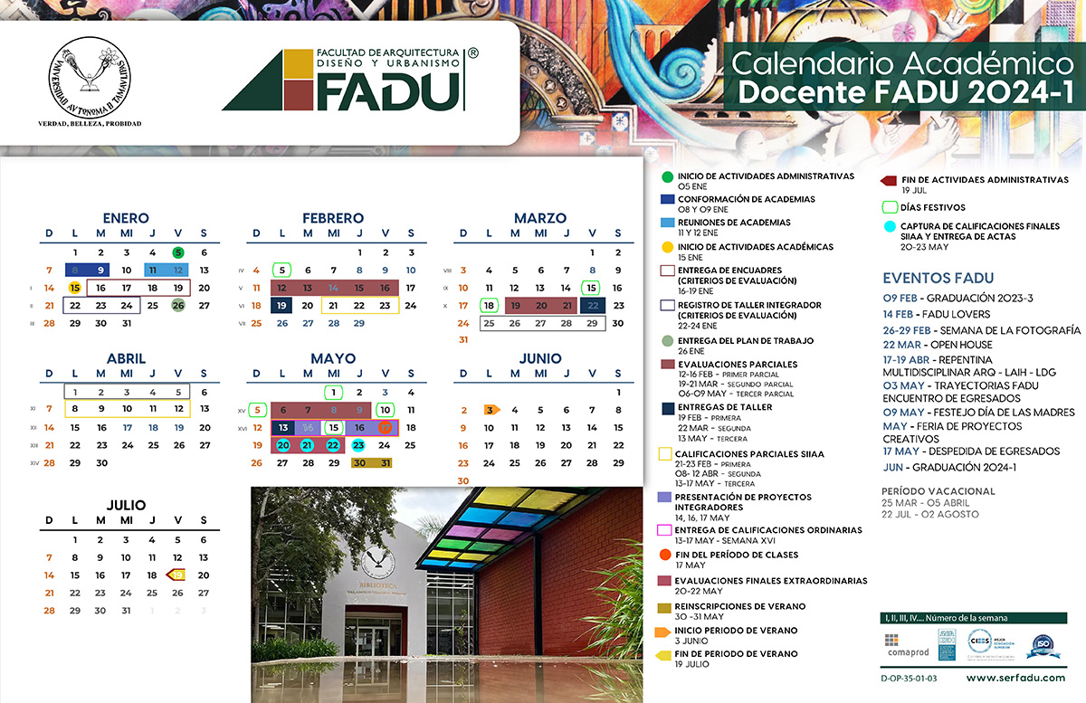 Calendario Académico Docente FADU 20241 Universidad Autónoma de