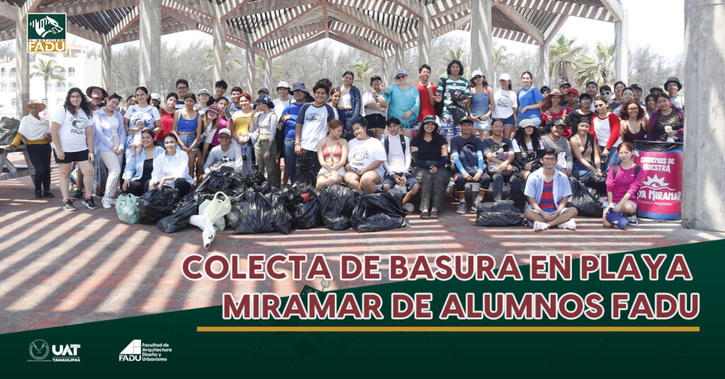 Colecta de basura en Playa Miramar de alumnos FADU